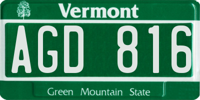 VT license plate AGD816