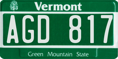 VT license plate AGD817