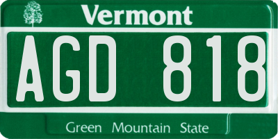 VT license plate AGD818