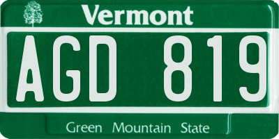 VT license plate AGD819