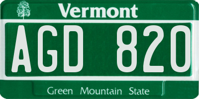 VT license plate AGD820