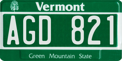 VT license plate AGD821