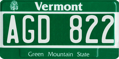 VT license plate AGD822