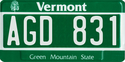 VT license plate AGD831