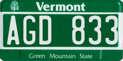VT license plate AGD833