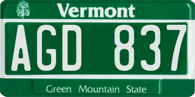 VT license plate AGD837