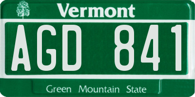 VT license plate AGD841