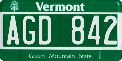 VT license plate AGD842