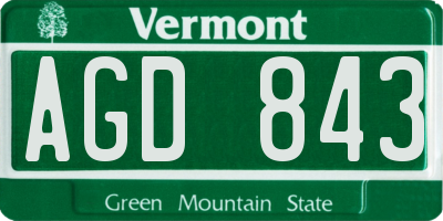 VT license plate AGD843