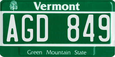VT license plate AGD849