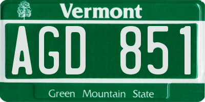 VT license plate AGD851
