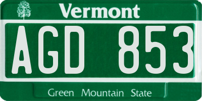 VT license plate AGD853