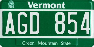 VT license plate AGD854