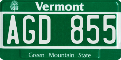 VT license plate AGD855