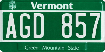 VT license plate AGD857