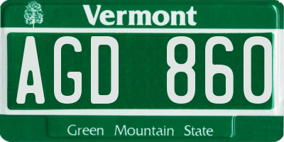 VT license plate AGD860