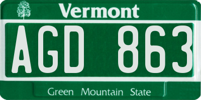 VT license plate AGD863