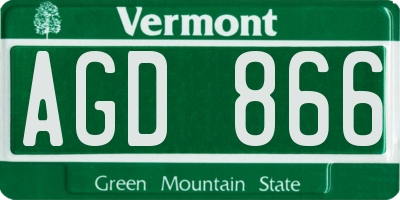 VT license plate AGD866