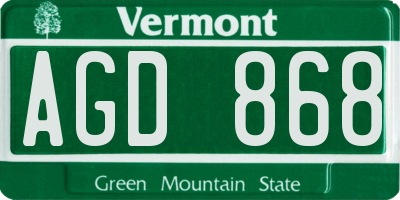 VT license plate AGD868