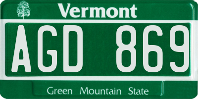 VT license plate AGD869