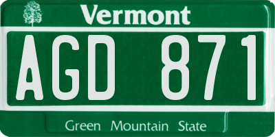 VT license plate AGD871