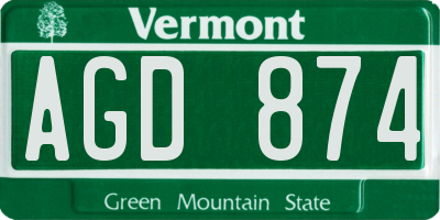 VT license plate AGD874