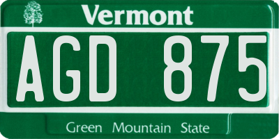 VT license plate AGD875