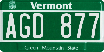 VT license plate AGD877