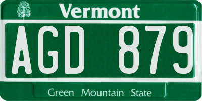 VT license plate AGD879