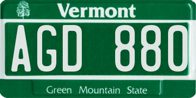 VT license plate AGD880