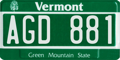 VT license plate AGD881