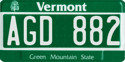 VT license plate AGD882
