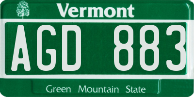VT license plate AGD883