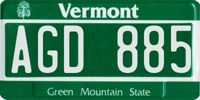 VT license plate AGD885