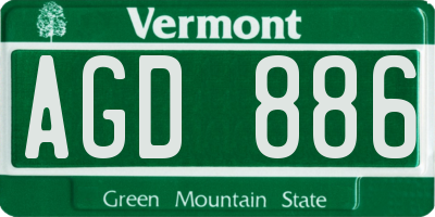 VT license plate AGD886