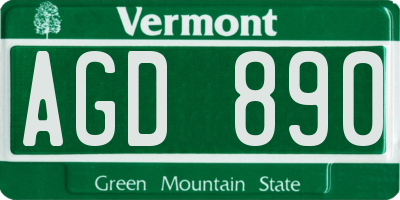 VT license plate AGD890