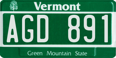 VT license plate AGD891