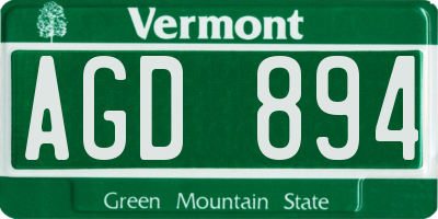 VT license plate AGD894