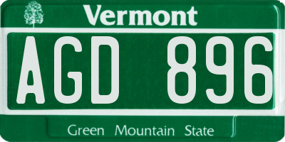 VT license plate AGD896