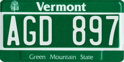 VT license plate AGD897