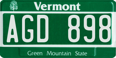VT license plate AGD898