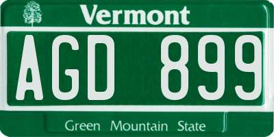 VT license plate AGD899