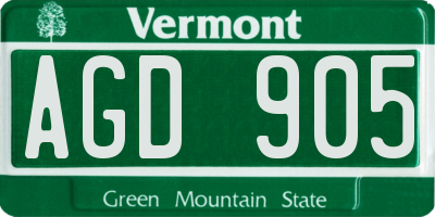 VT license plate AGD905