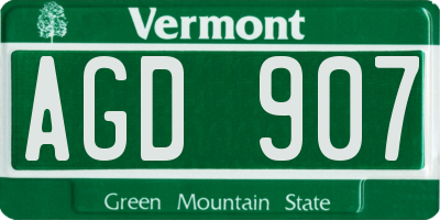 VT license plate AGD907