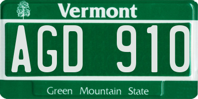VT license plate AGD910