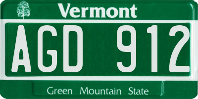 VT license plate AGD912