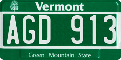 VT license plate AGD913