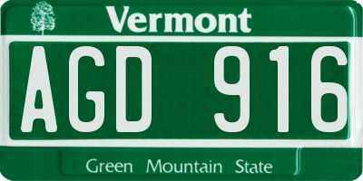 VT license plate AGD916