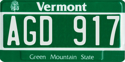 VT license plate AGD917