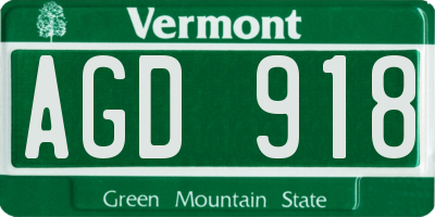 VT license plate AGD918